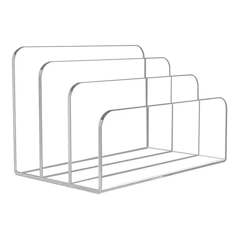 B63B-3 Sections Clear Acrylic File Holder Clear Acrylic Bookends Book Stands Desk Organizer Holder For Documents Letter Book