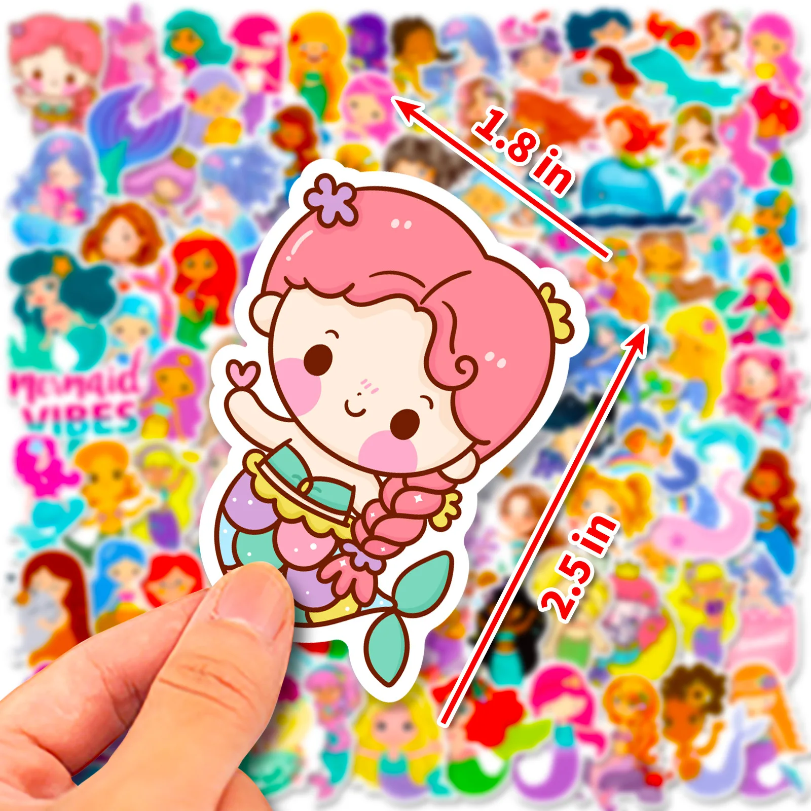 10/30/50/100PCS Cute Mermaid Cartoon Stickers Graffiti PVC Decals  DIY Suitcase Phone Bicycle Guitar Sticker for Girl Gift Toy