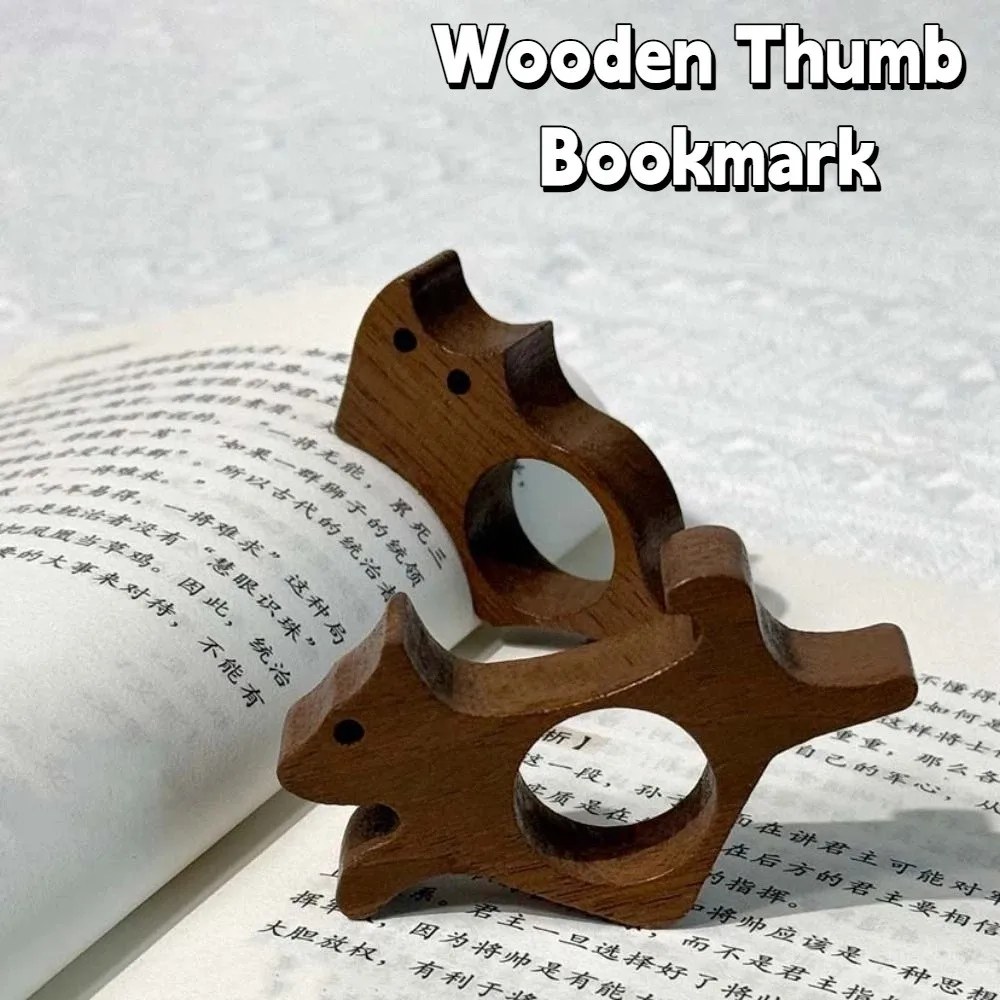Wooden Material Wooden Thumb Bookmark Anti-Slip Design Cat Shape Reading Thumb Tools Handmade Dog Shape Pages Guide Marker