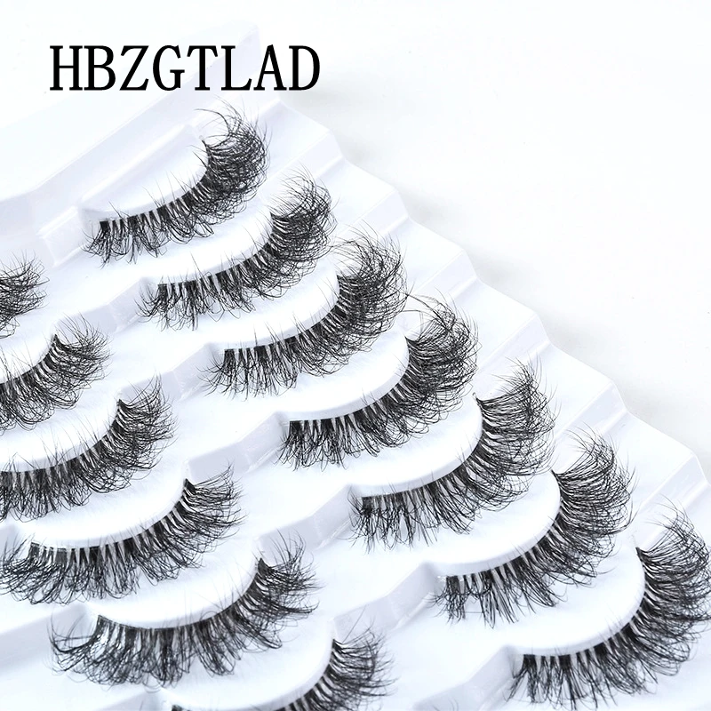 New 5/7/10 pairs Mink Eyelashes Clear Band Eye Lashes Crisscross Transparent Band False Eyelashes Handmade Natural Upper Lashes