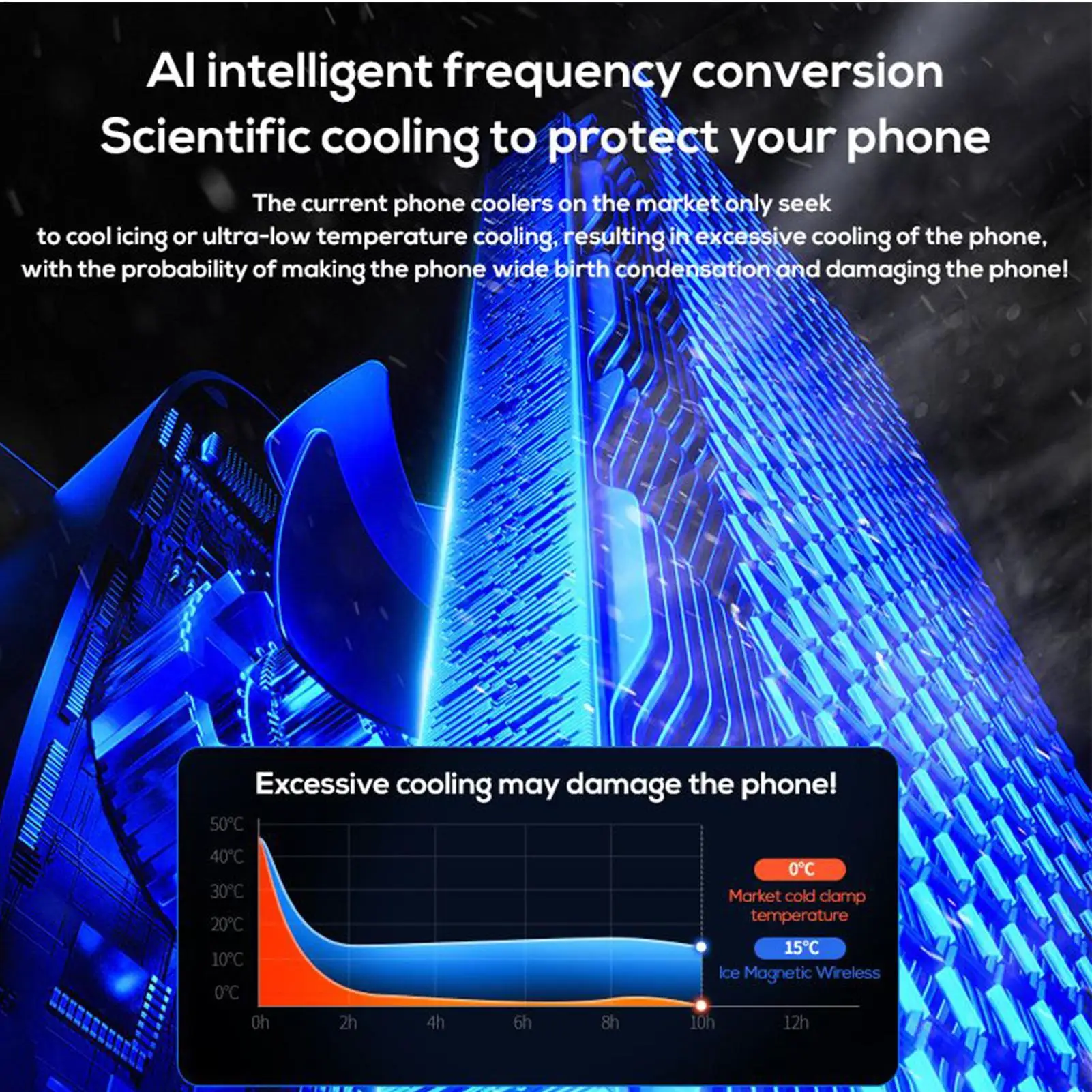 휴대폰 쿨링 패드 휴대폰 쿨링 팬 스마트 마그네틱 디지털 디스플레이 고속 방열기 게임용 남성용 여름철 스마트폰 여성용