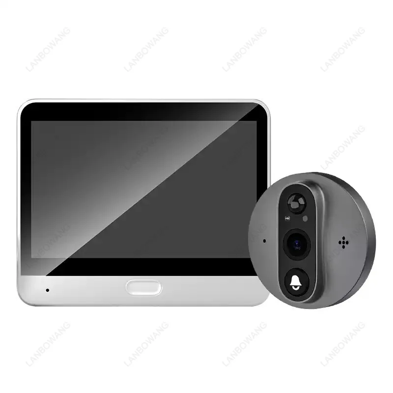 4.3 Inch 2MP WiFi Visual Peephole Doorbell Work With Tuya APP, PIR Night Vision Wireless Video Intercom For IOS Android Home