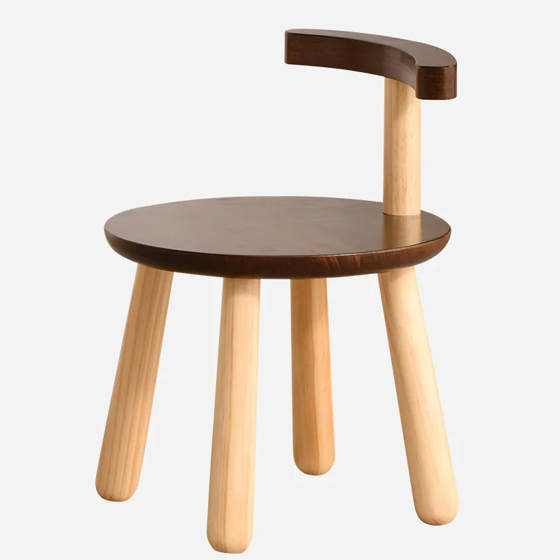 LazyChild Home creative solid wood stool children's round bench backrest low stool multi-functional cute children's chair