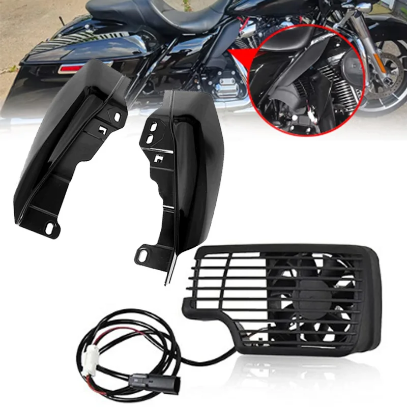 For Harley Touring Road Street Glide Road King 2017-2023 Motorcycle Accessories Air Deflector Mid Frame with Cooling Fan Bracket