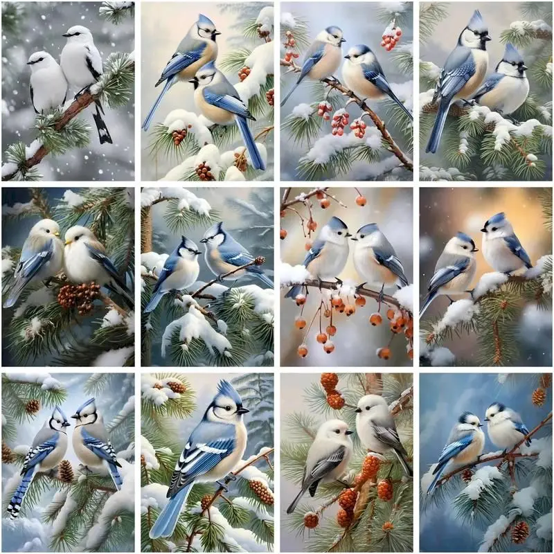 

GATYZTORY Painting By Number Winter Birds Drawing On Canvas HandPainted Painting Art Gift DIY Pictures By Number Kits Home Decor