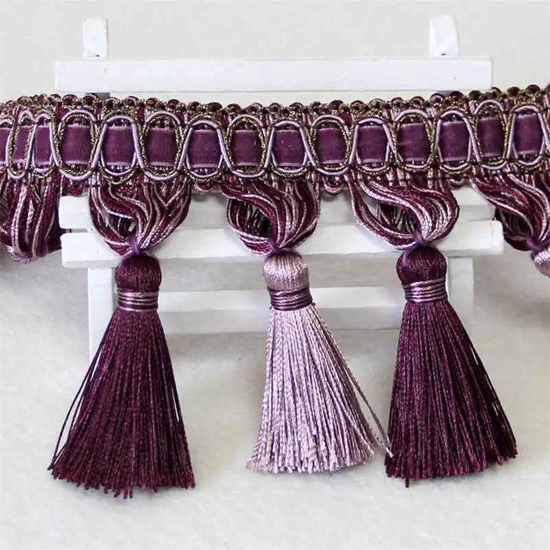 1M/2M/3M Curtain Edging Sewing Trims Tassel Fringe Upholstery DIY Door Cushion Decor Tassel Lace Trim