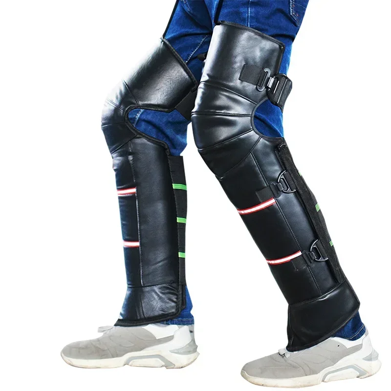 OFFBONDAGE Motorrad-Kniepolster, warm, für Beine, Motorradfahren, winddicht, Winter, PU-Leder, wasserdicht, Roller-Schutz-Knieschoner – Detail 7