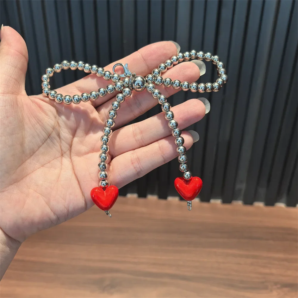 1 Stück Kirsch-Trauben-Perlen-Schuhspitzen-Charms, rote Liebe, silberne Perle, Schleife, Schuh-Charm mit Erdbeer-Schnalle für Sneaker-Dekorationen – Detail 6