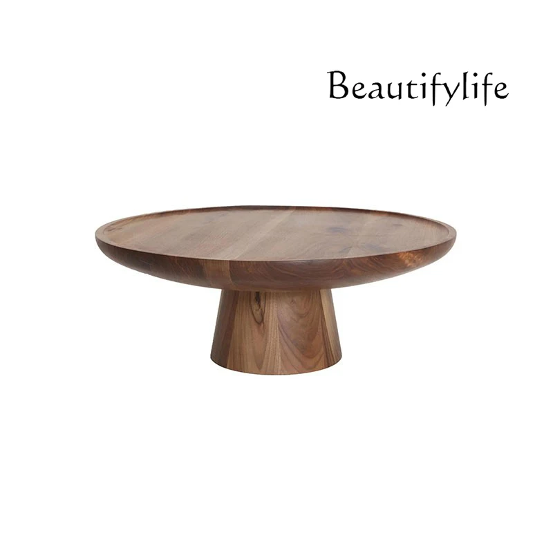 

Nordic outdoor medieval coffee table household wooden pier teak small round table