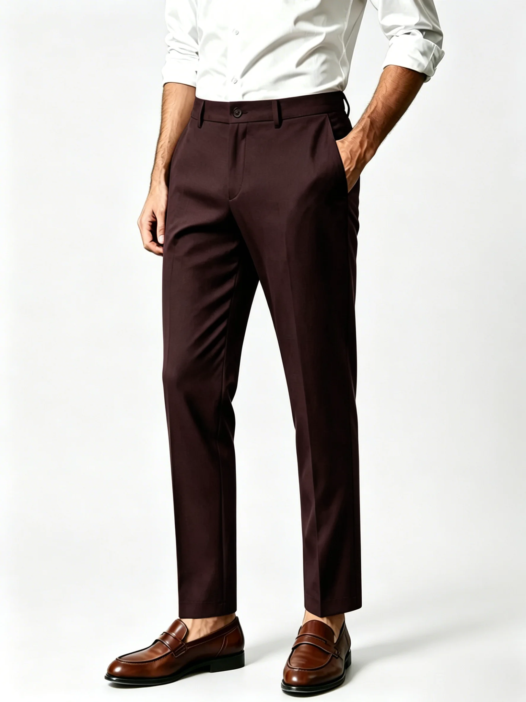 3PCS Men Elastic Straight Formal Trousers Business Office Daily Travel Outfit Anti-Wrinkle Comfortable Lightweight Work Pants