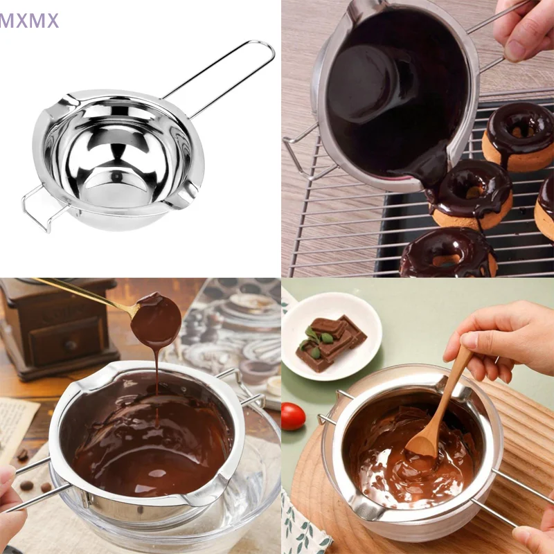 {MX} 480/680ML Stainless Steel Chocolate Melting Boiler Pot With Heat Resistant Handle For Candle Wax Melt DIY Candy Chocolate