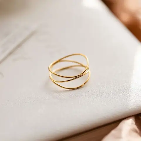 Stainless Steel 3 Layer Ring Wedding Band for Women Girl Size 5-10