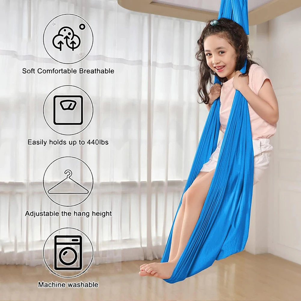 150*280cm Elastic Yoga Hammock Swing Adjustable Height Soft Comfortable Fabric Easily Holds Up To 440lbs Swing Hammock