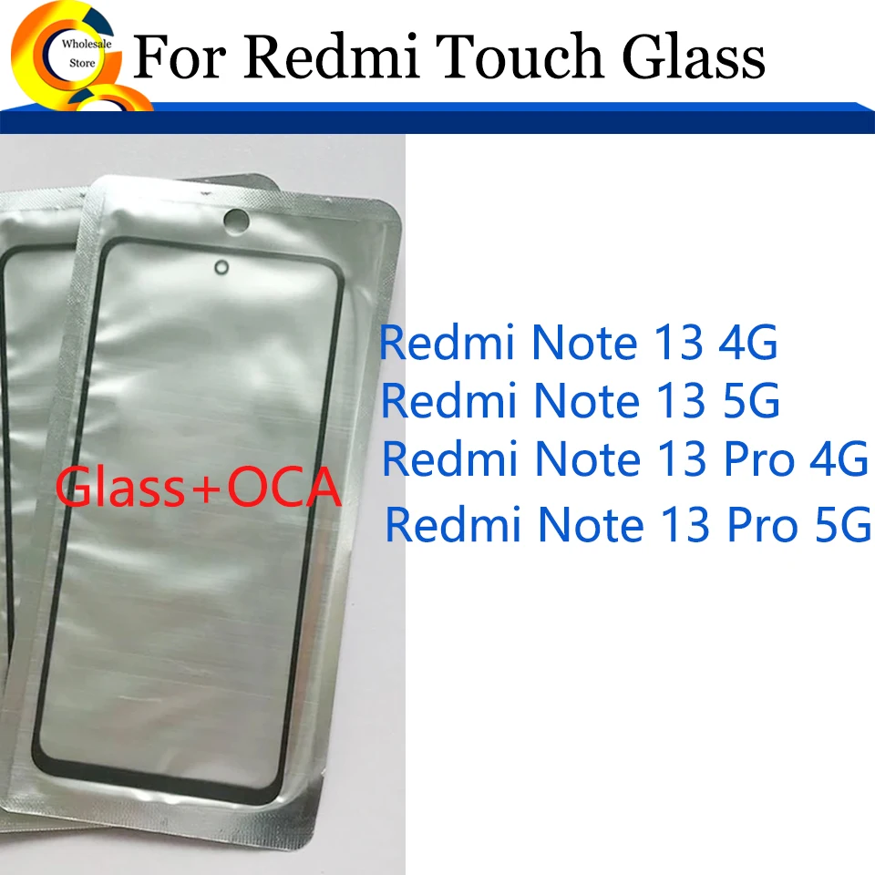 

10Pcs/Lot For Xiaomi Redmi Note 13 Pro 4G 5G Touch Screen Panel Front Outer Glass Lens With OCA