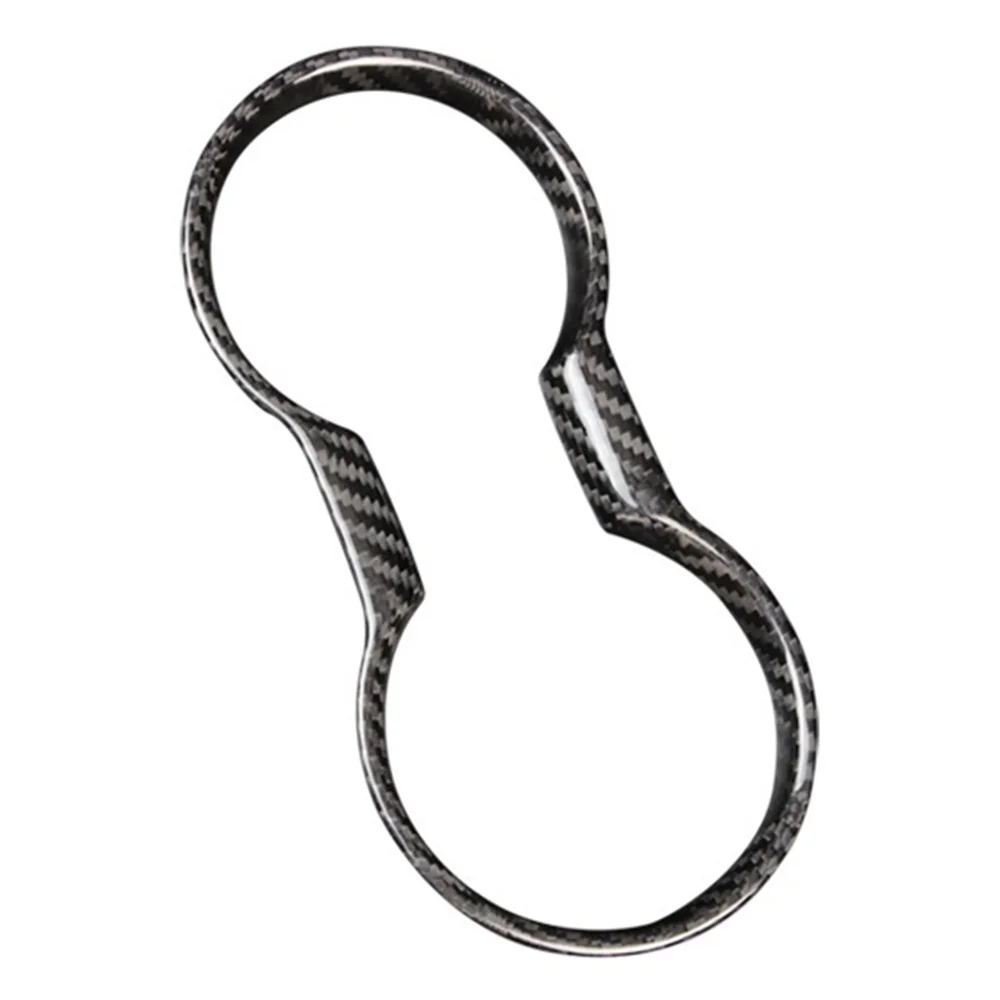 

Carbon Fiber Car Water Cup Holder Trim Cover Trim Frame Interior Accessories for Ford Mustang