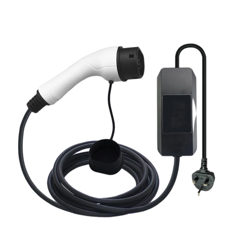 Waterproof  7Kw Dc Ev Charger Type 2 To Type 2 Ev Charging Cable Eu  Head With Standard Uk Plug