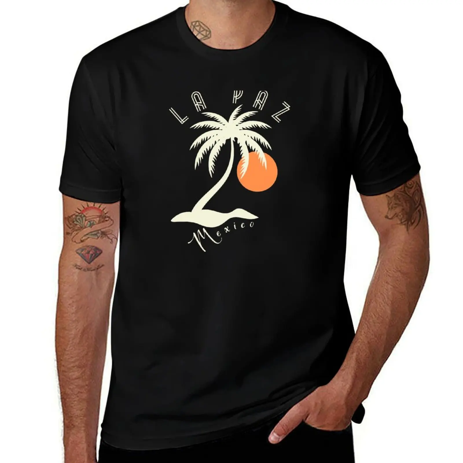 

Art Deco La Paz Mexico - Beige - Retro Beach / Vacation / Cruise T-Shirt affliction shirts Clothing cotton t shirt men