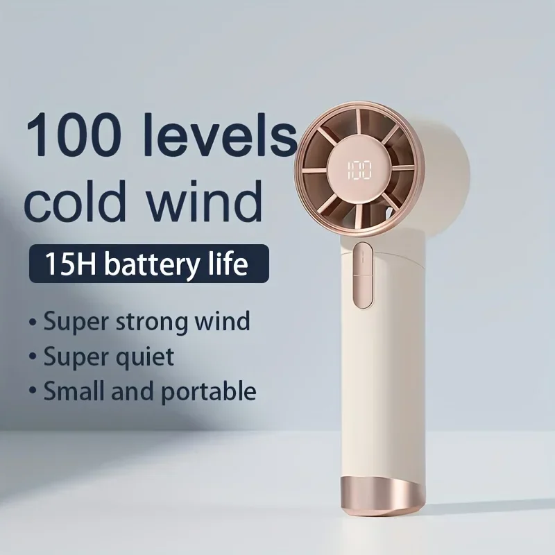 Ventilador portátil ajustable, ventilador de mano para clima caliente, eventos al aire libre, pantalla LED, caja de Metal, uso en movimiento para actividades al aire libre