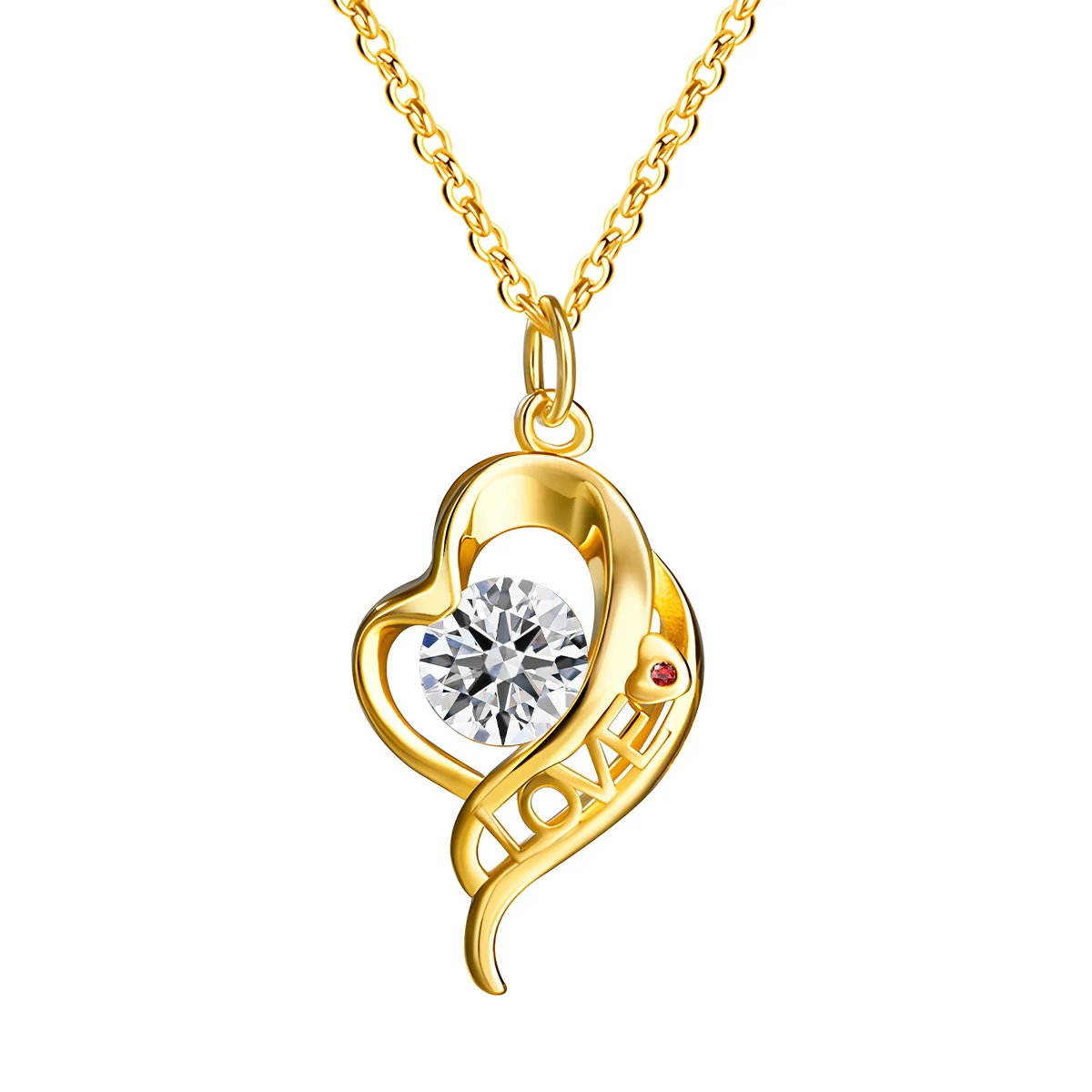 

100% Real 14K Gold GRA Certified 1 Carat Moissanite Heart Love Pendant Necklace for Women Valentine's Day Gift Clavicle Chain