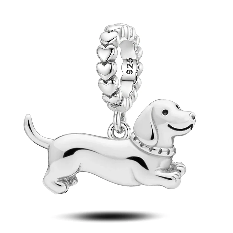 925 Sterling Silver Sausage Dog Koala White Dove Animal Series Charms Beads Fit Original Bracelets Bangles Fine Jewelry Gift 5