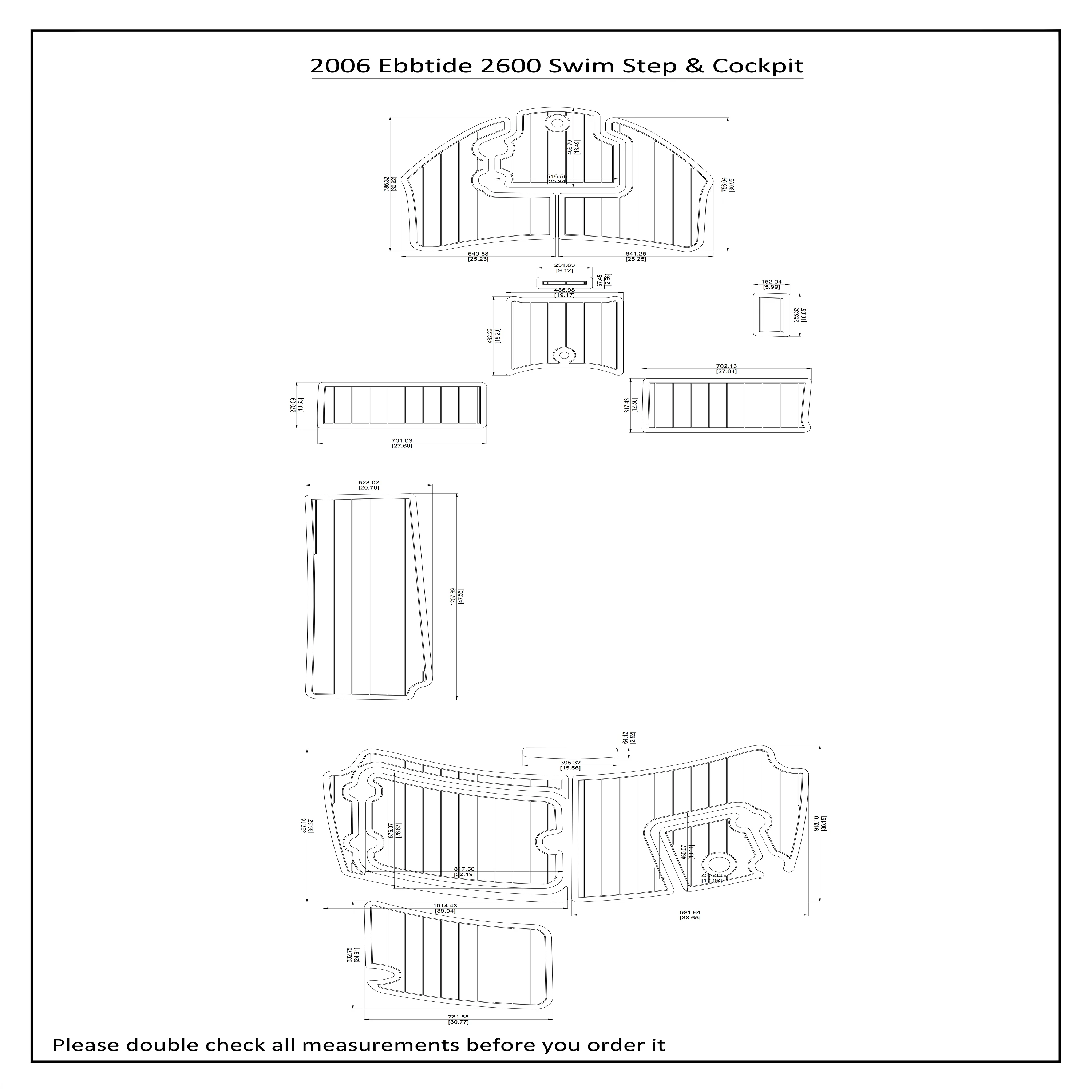 

2006 Ebbtide 2600 Swim Step Cockpit EVA Faux Teak Deck Floor Pad