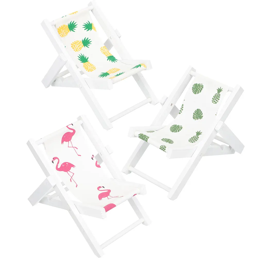 Accesorios para sillas plegables en miniatura, decoración de playa de madera, Material artesanal, diseño único, muebles para casa de muñecas, juguete, 3 uds.