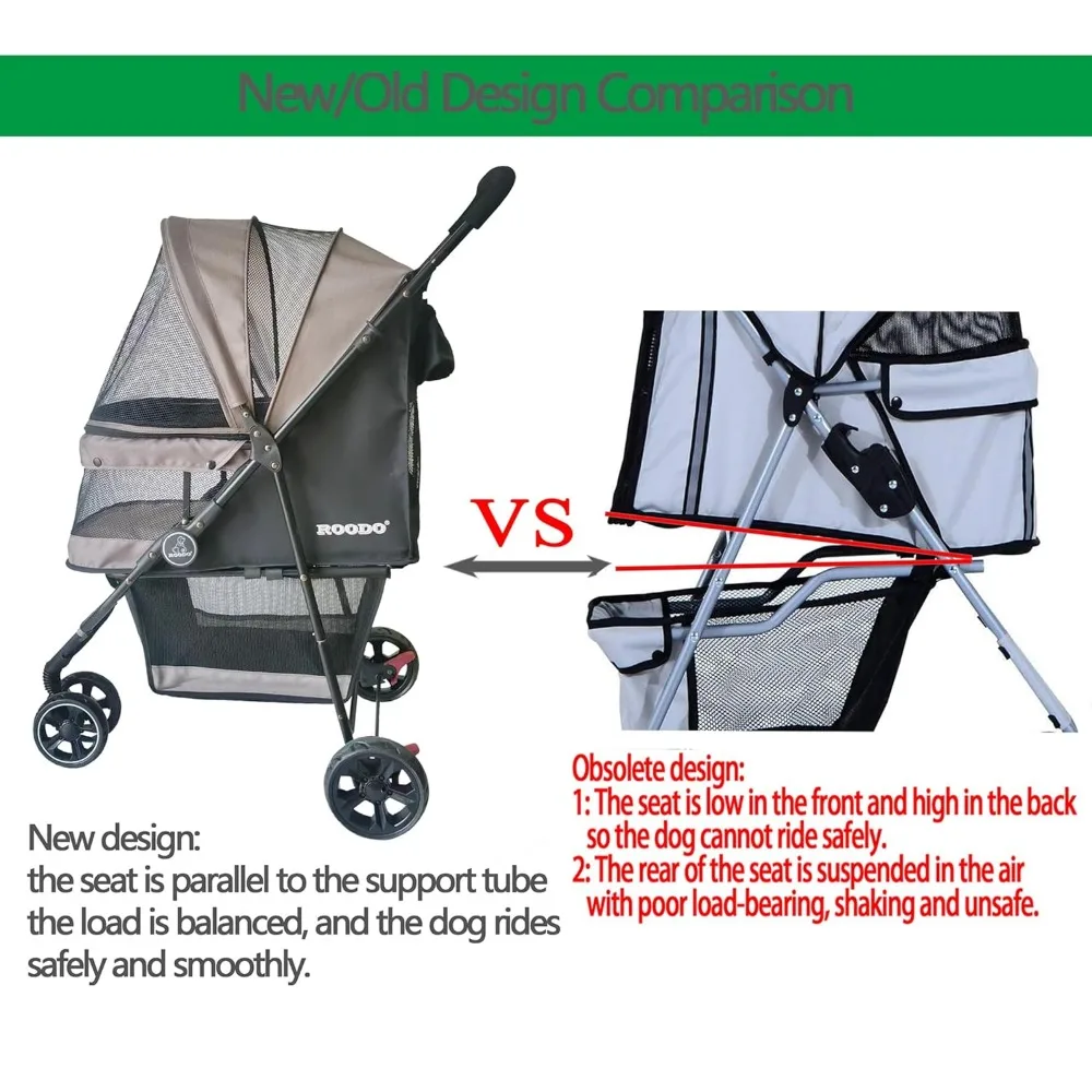 Dog Stroller  Pet Stroller for Small Dogs and Cats, Lightweight Pet Gear Foldable Jogger Travel System(Grey), Cat Stroller