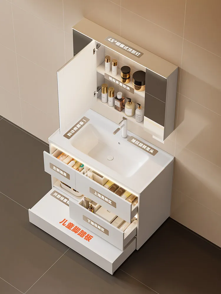 Floor standing bathroom cabinet, parent-child combination washbasin, ceramic bathroom combination furniture