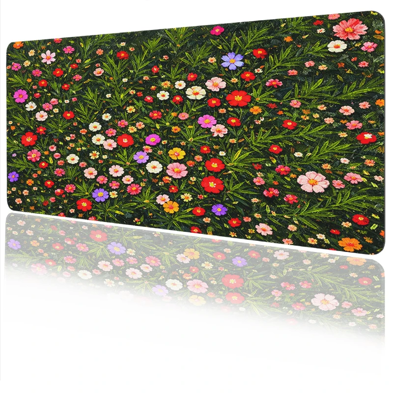 Mouse Pad Colorful Flowers Green Grass Gamer XL Large Home Mousepad XXL Mouse Mat Non-Slip Office Desktop Mouse Pad