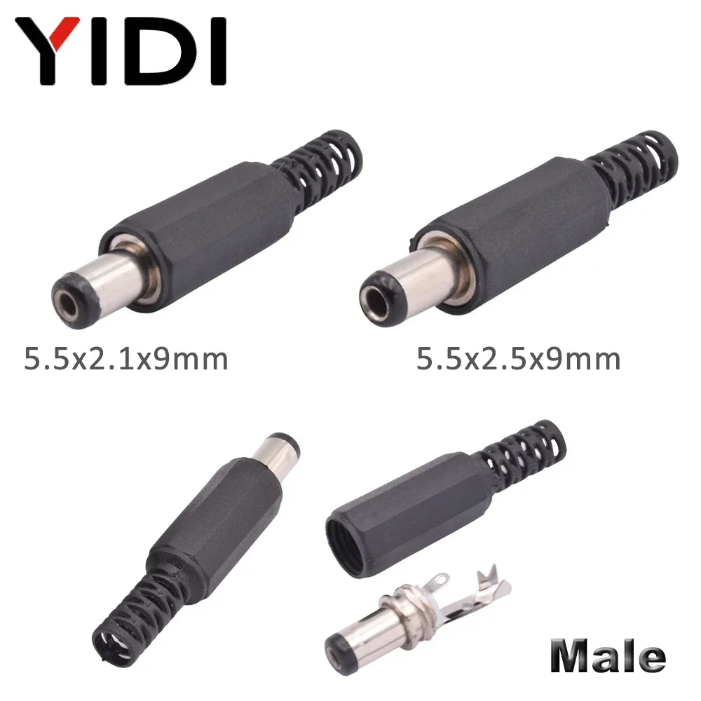 5pcs/lot 12V 5.5mm x 2.1mm 5.5mm x 2.5mm DC Adapter Panel Mount Connector Power Supply Female Male Plug Jack Socket Terminal