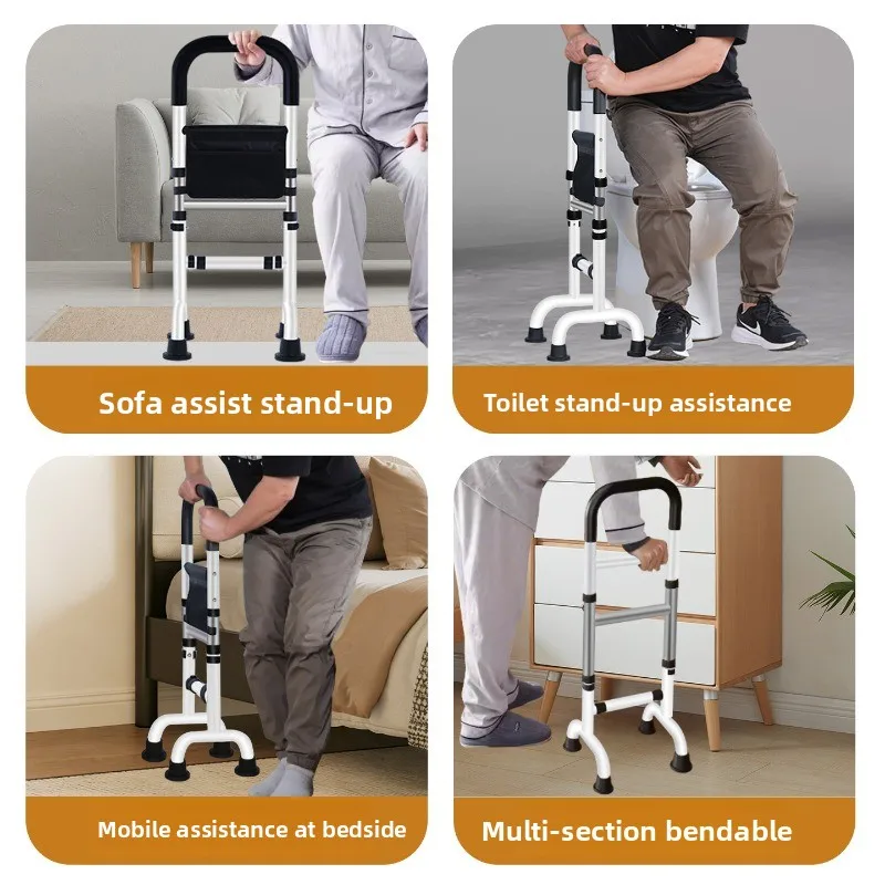 Elderly Hemiplegia Stand Up Crutch Height Adjustable Lifting Armrest Standing Bedside Getting Up Assist Handrail Mobile Bracket