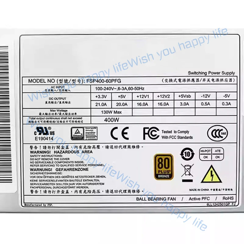 L... Power Supply for Advantech Industrial Computer FSP400-60PFG 400W
