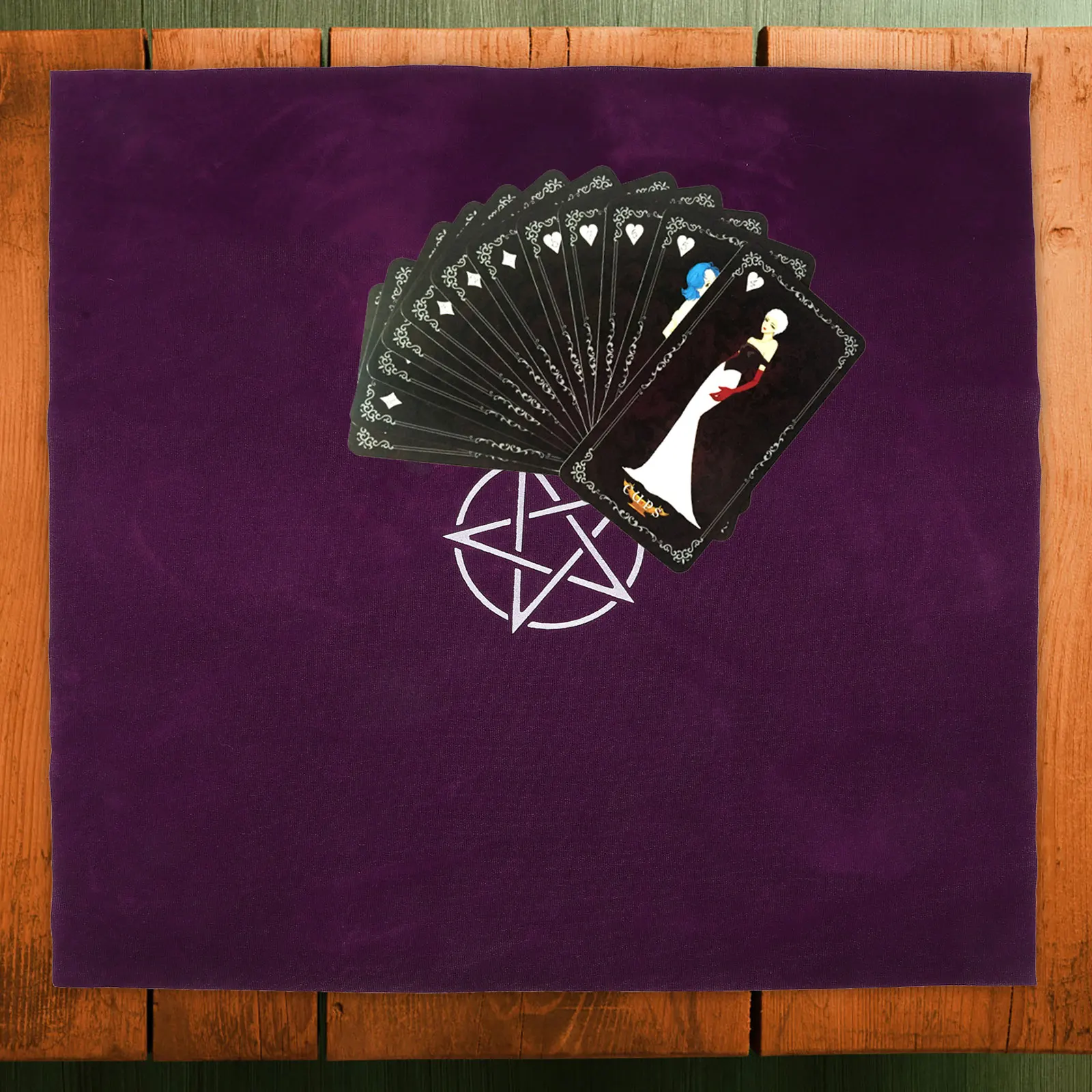 1 Set Tarot-Tischdecke, Premium-Wahrsagerei-Wandteppich, langlebig, Spiel-Schreibtisch-Tuch, glattes Dekor, quadratische Requisite zum Lesen von Karten
