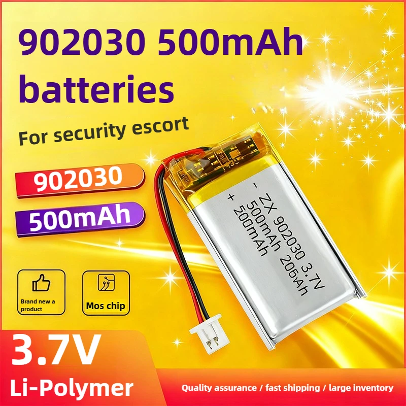 

3.7V 500mAh 902030 Li Polymer Battery Li-ion Batteries for Solar Light DVD Tracker Anti-theft Device GPS Lipo Rechargeable Cell