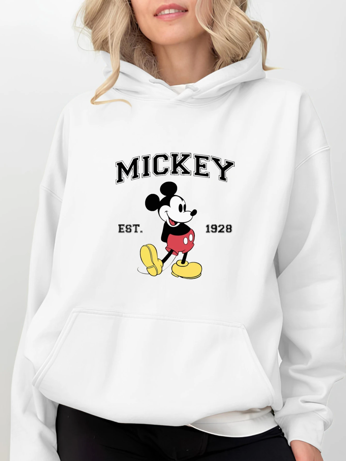 Disney Mickey Mouse Frauen Hoodie Herbst Winter Fleece Casual Unisex Pullover Sweatshirt Kleidung Hoody Streetwear Übergroßen