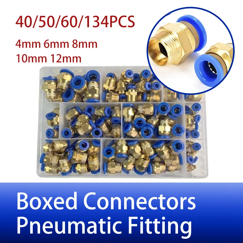 

PC Series Box 4mm 6mm 8mm 10mm 12mm Air Joint Connectors Hose Tube Pneumatic Fitting 1/2 1/4 1/8 Push in Quick Release Couplings