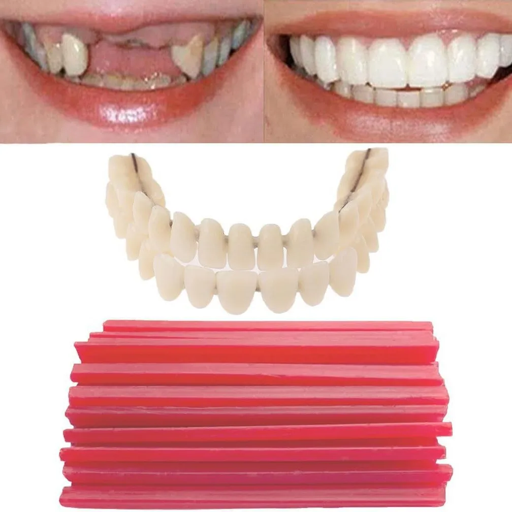 

2 Sets Simulated Resin Denture Column Dental Base Wax Red Wax Strip Oral Teaching Materials for All Dental Dentures