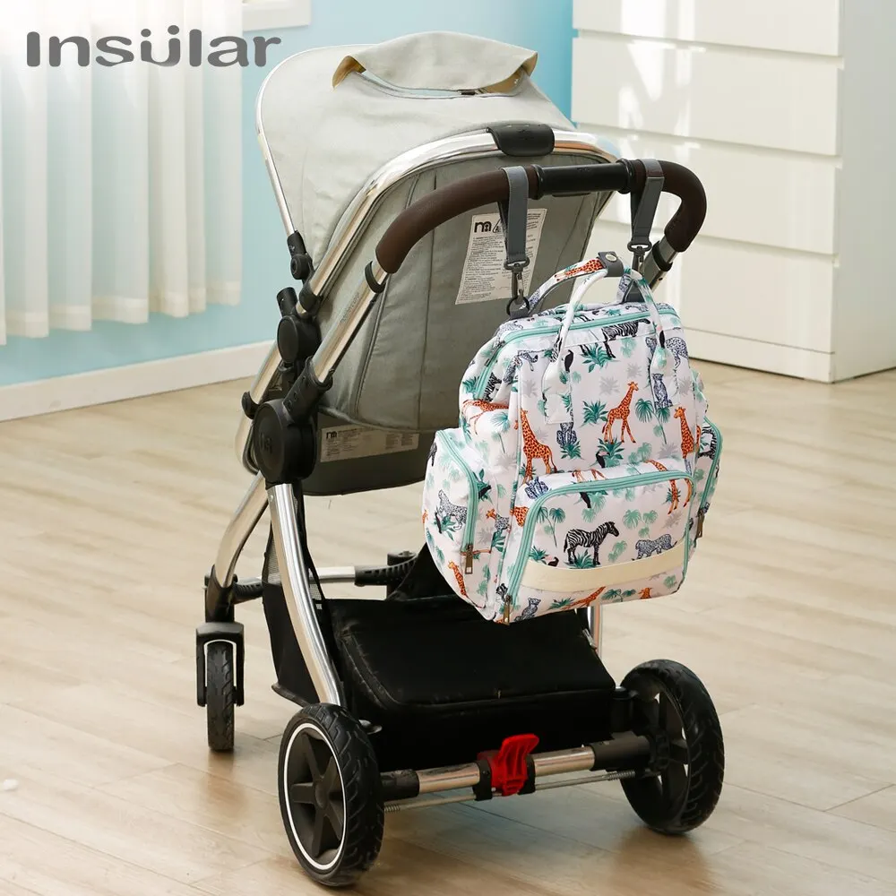 Insular Baby Diaper Backpack Fashion Mummy Travel Stroller Bags Large Capacity Mother Bag Carrying Pregnant Baby Nappy Backpack