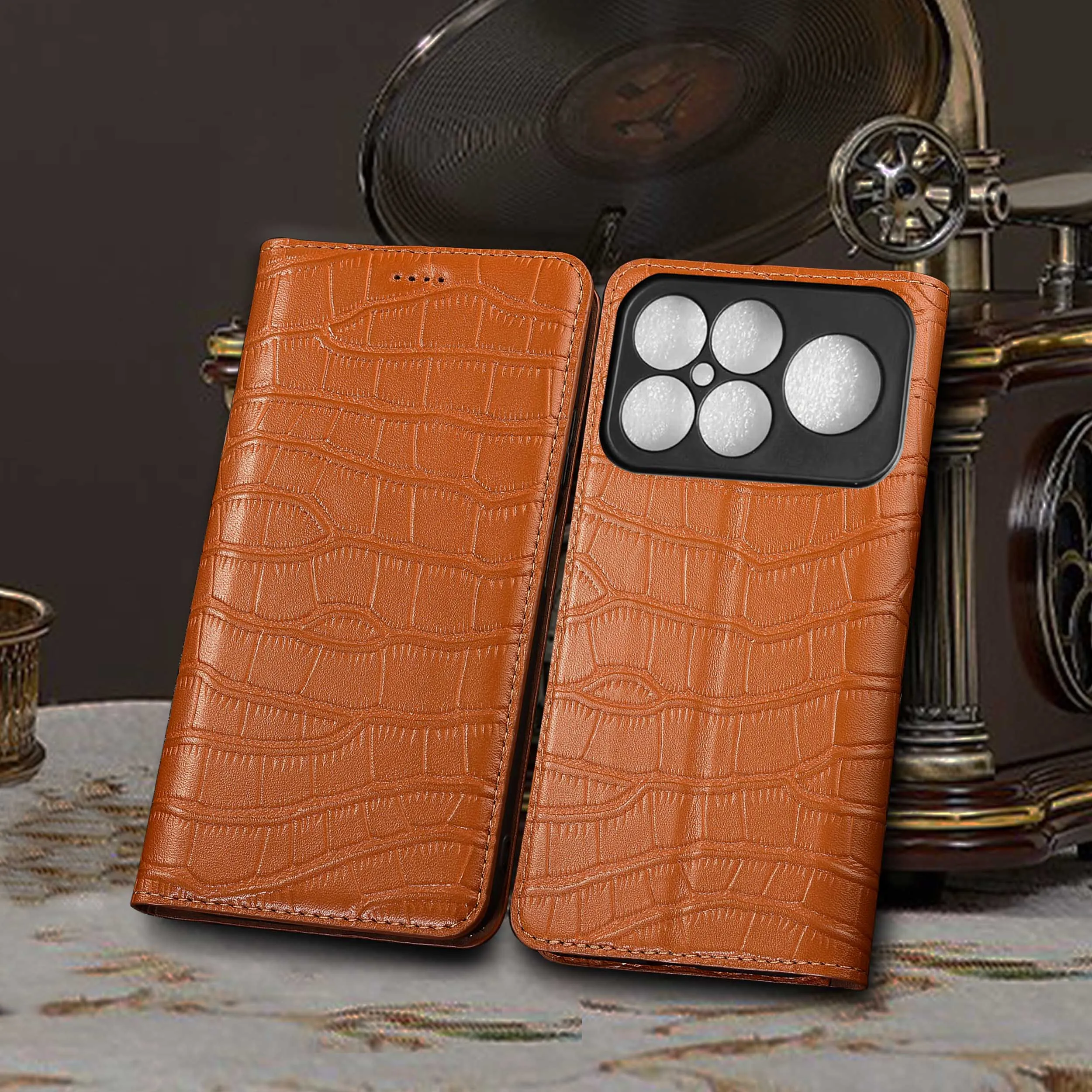 

Genuine Leather Phone Case For Redmi K50 K60 K60E K70 K70E K80 K90 Pro Max Ultra 5G Crocodile Belly Pattern Of Flip Cover Case