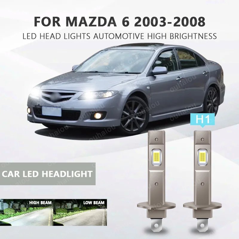 

2 pcs para Mazda 6 2003 2004 2005 2006 2007 2008 faros LED H1 luz alta H1 bombillas de luz baja 20000LM blanco Plug and Play