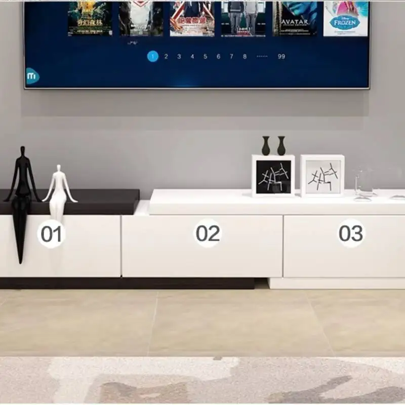 Storage Narrow Tv Stand Design Glossy Normal Wooden Minimalist White Tv Cabinet Modern Nordic Meuble Television Salon Furniture