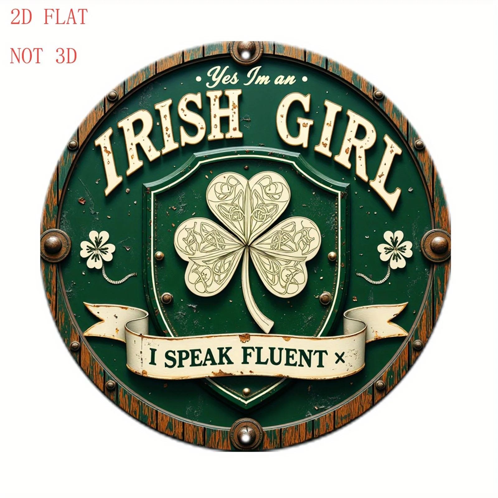 2D Flat - 【2D Flat】 2D Flat - [2D Flat] 1pc 2D Flat Printing Metal Iron Sign 7.87X7.87inch, 1pc Irish Shield & Penalara Mountain