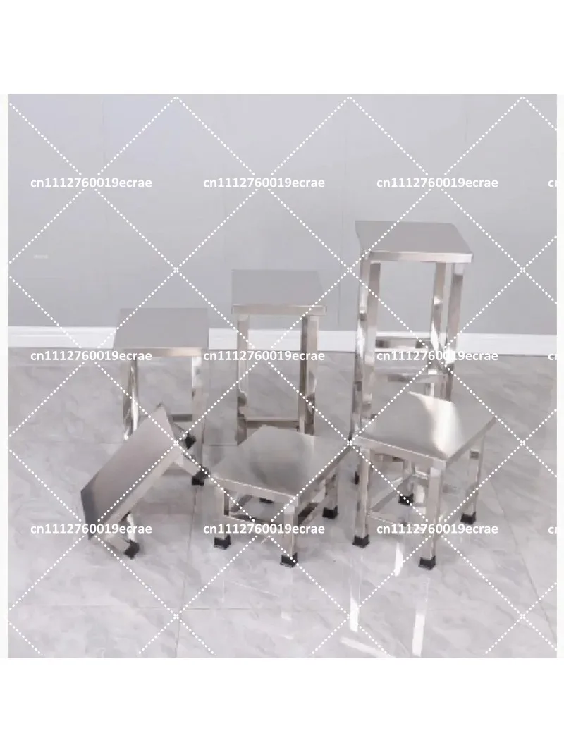 Stainless Steel Square Stool, Clean Room Shoe Changing Stool, Thickened Restaurant Cafeteria Stool