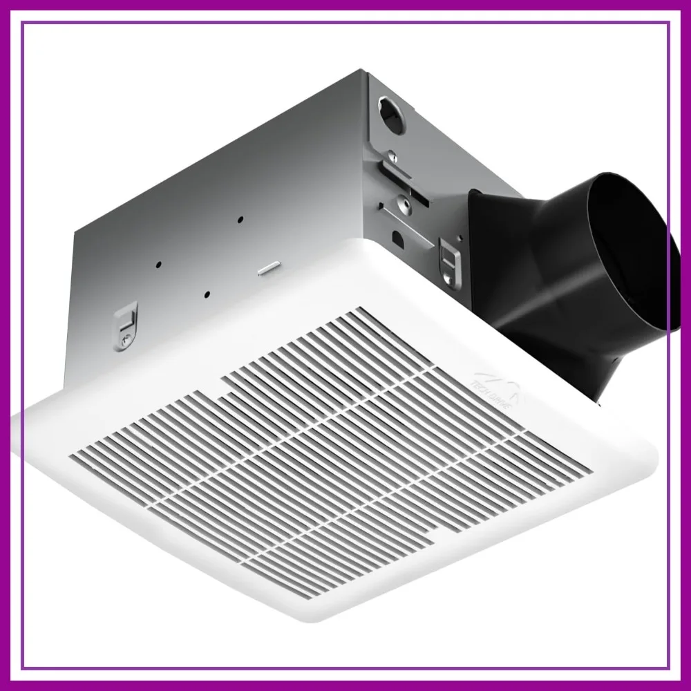 

Quiet Bathroom Fan 110 CFM 1.5 Sone, Ceiling Mounted Exhaust Ventilation with No Attic Access Needed, White Plastic Grille