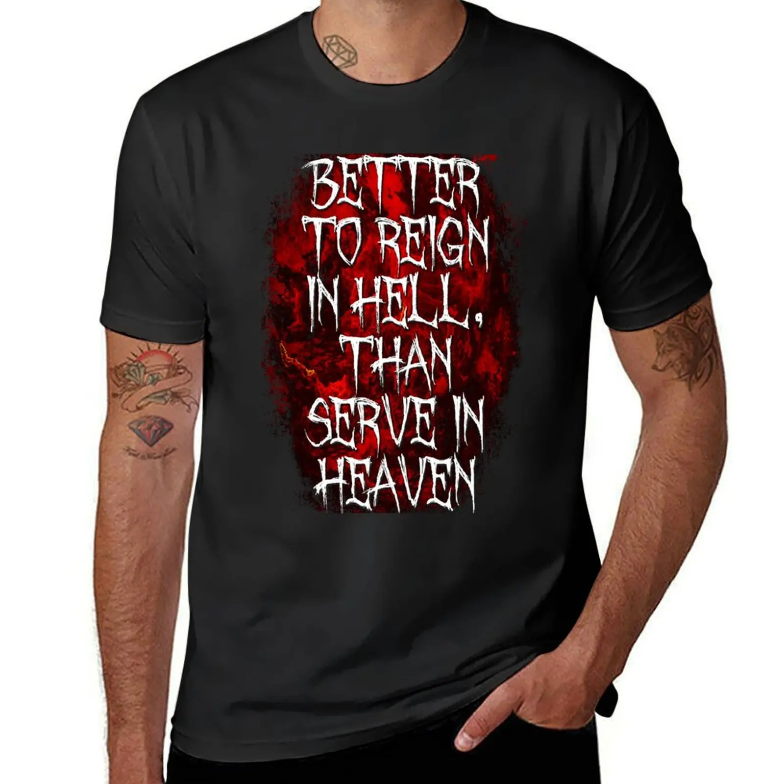 Paradise Lost John Milton Quote T-Shirt aesthetic clothes anime Short sleeve tee mens workout shirts