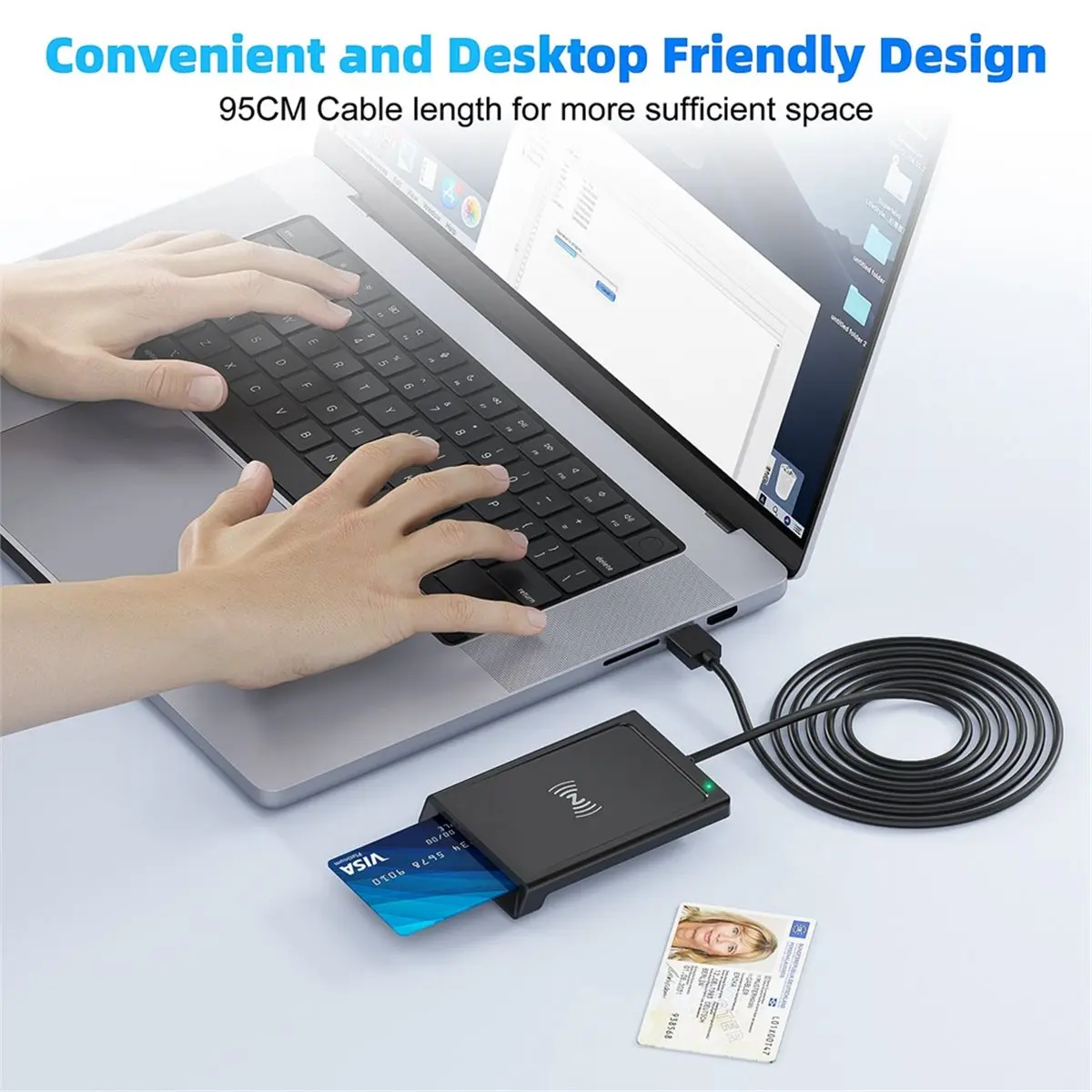 Homegood 2-in-1 Contact + NFC Smart Card Reader PC-Linked Dual-Interface Smart Card Reader/Writer Contact PCSC Smart Card Reader