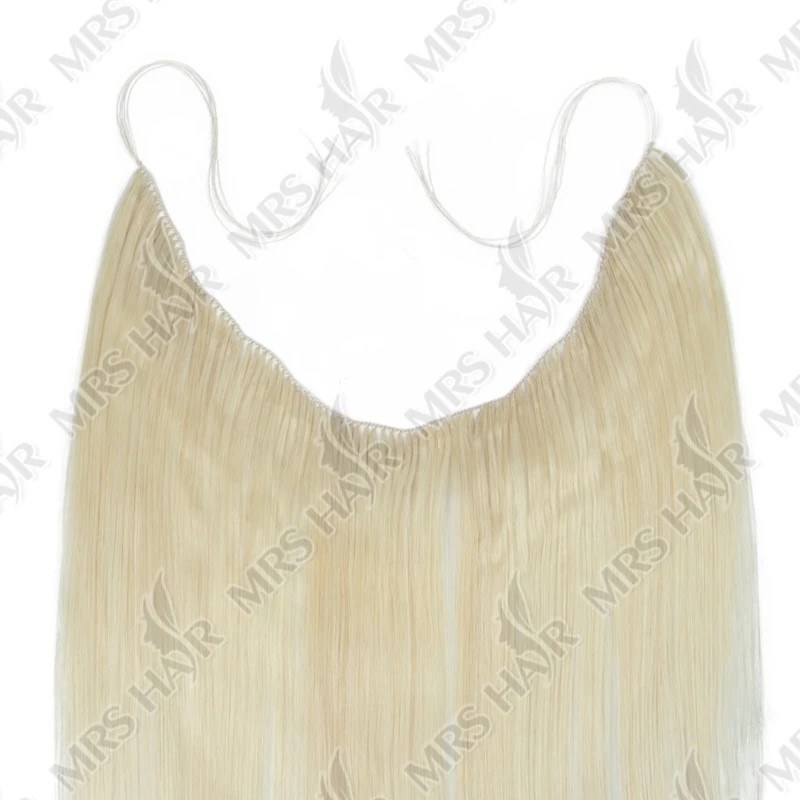 Estensioni dei capelli con piume invisibili Fasci di capelli con punta di piume Capelli umani biondi lisci Cuci nella trama dei capelli Microring 40 cm 100 fili