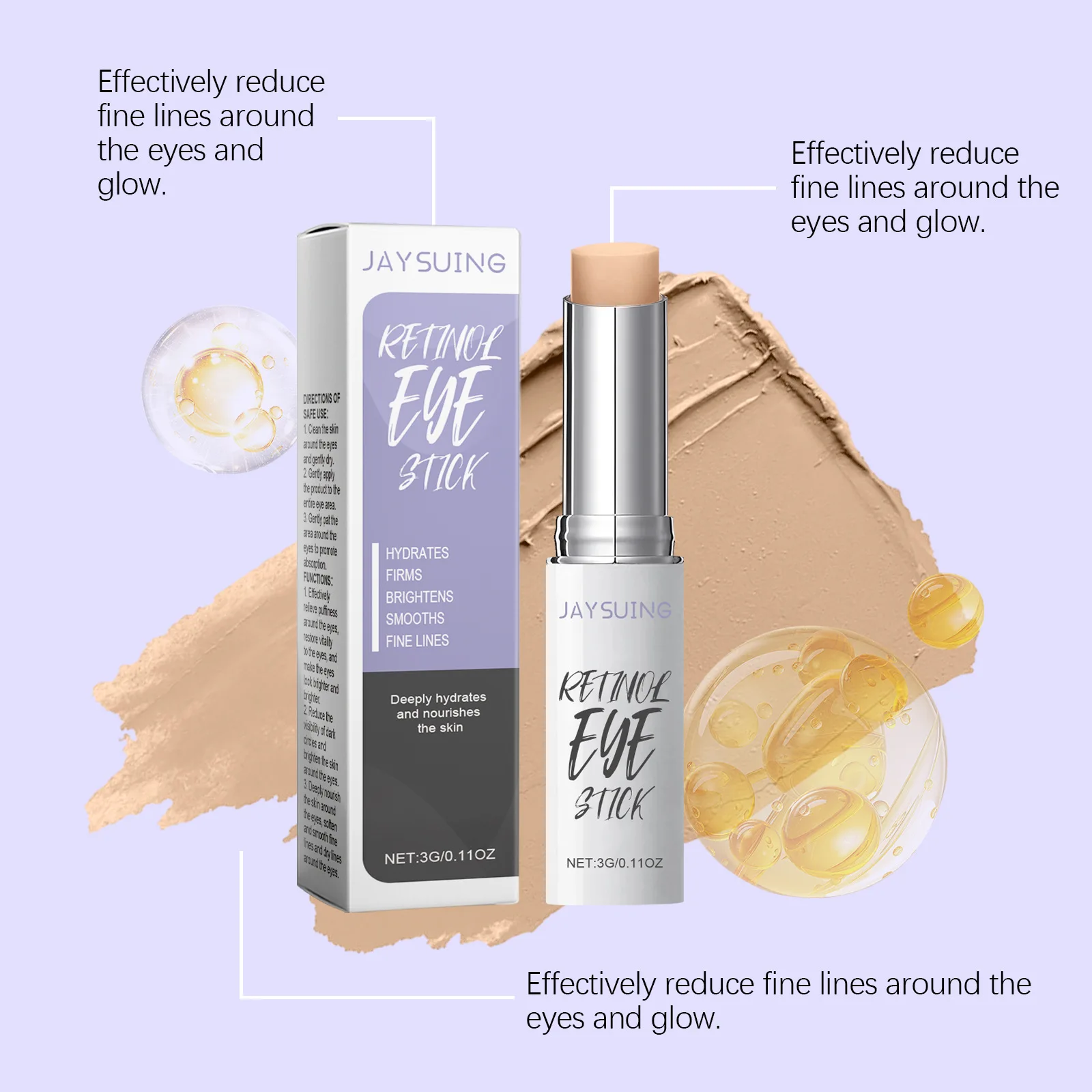 JAYSUING Retinol Eye Sooth Cream Deep Hydrate Remove Dark Circles Reduce Fine Line Firm Skin Improve Roughness Eye Nourish Cream
