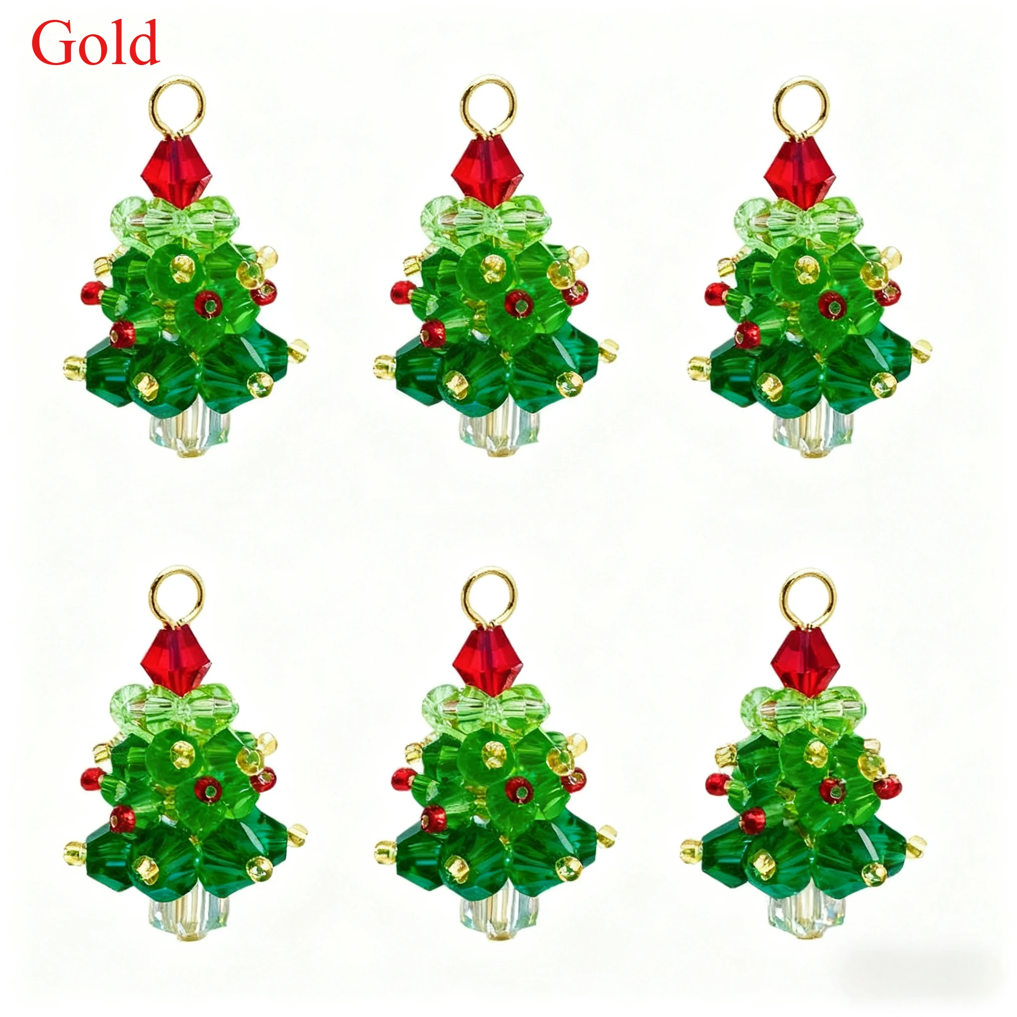 Winter Christmas Tree Charm Beaded Crystal Glass Handmade Woven for Earrings and Necklace Diy Making Jewelry Gifts Wholesale