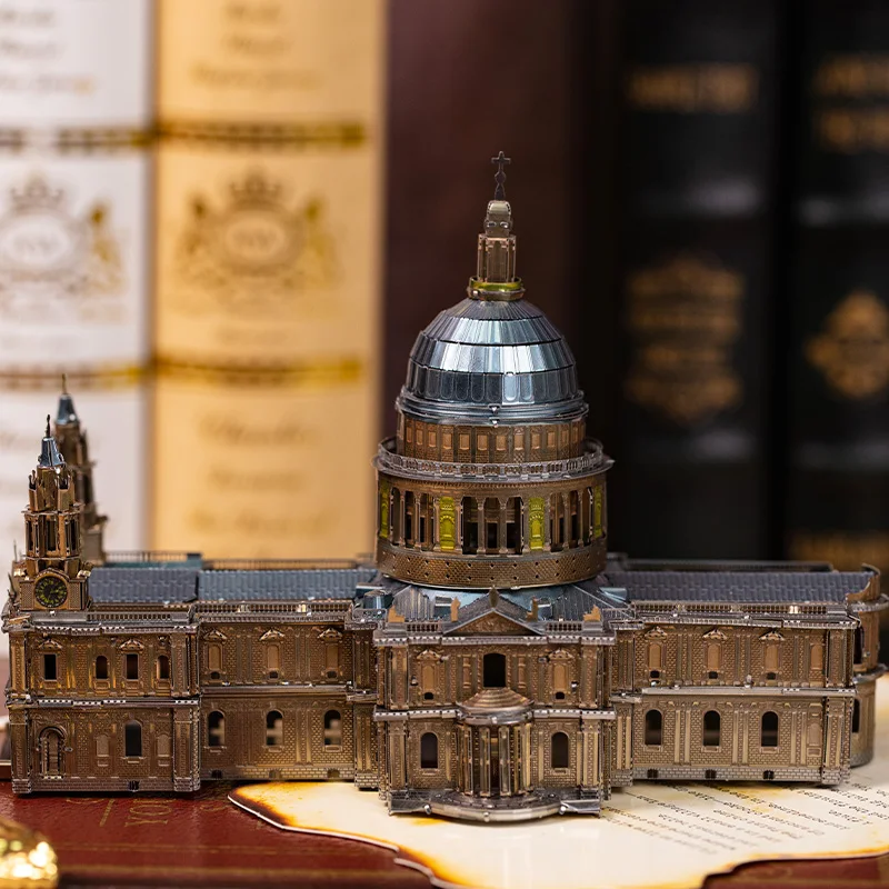 MU St. Pauls Church 3D Metal Jigsaw Puzzle, DIY Puzzle Toy, Desktop Office Decoration, Stress-Relieving, Colorful Gift for Girle